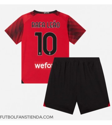 AC Milan Rafael Leao #10 Primera Equipación Niños 2023-24 Manga Corta (+ Pantalones cortos)